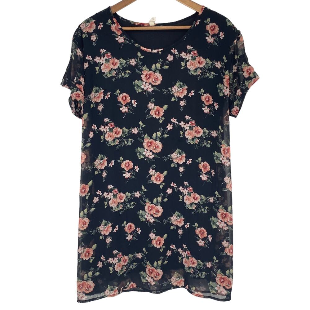 PINKBLUSH Floral Short Sleeve Maternity Mini Dress Black Pink Size Medium